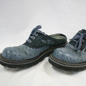 Ariat Blue-Gray Lace-up Mule Ostrich Slip-on Cowgirl